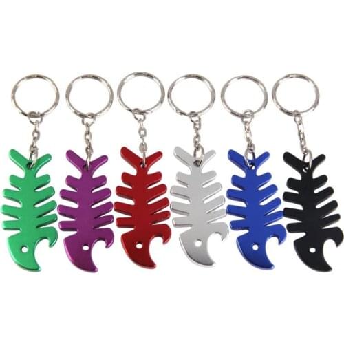 6 Colors FIsh Shape Beer Bottle Opener Fishbone Aluminum Alloy Bottle Opener Keychain Ring kitchen Tool Trinket Gifts Random