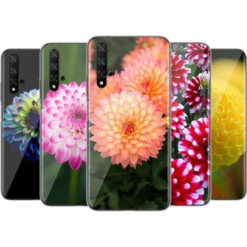 Dahlia Pinnata Flower Silicone Cover For Huawei Honor 9X 9N 9 Lite 8S 8C 8X Play 8A 8 V9 3E 7A 7C Pro Phone Case