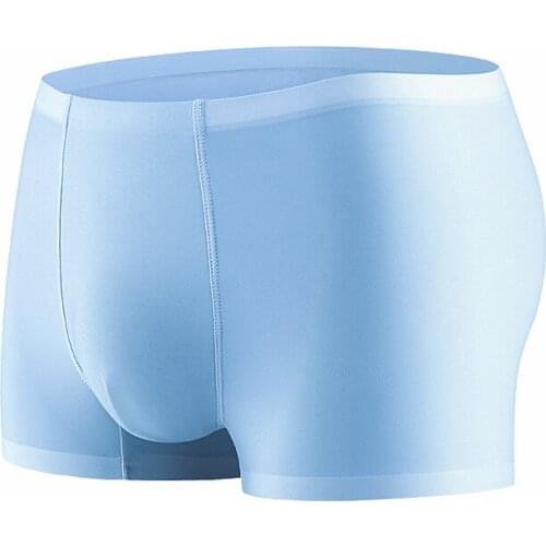 Sexy Mens Underwear Seamless Boxers Man Thin Ice Silk Panties Solid Breathable Pouch Underpants Male Boxershorts Cueca Masculina