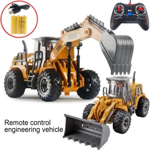 Children USB Charge RC Trucks Mini Remote Control Excavator Construction Vehicle Model Electric Vehicle Toy Gift