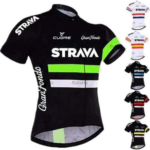 STRAVA Green Cycling Jersey Short Sleeve Men Summer 2021 Mountain Bike Clothing Anti-UV Bicycle Shirt Pro Team Cycling Wear Ropa