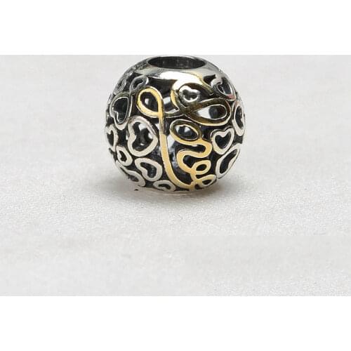 Authentic S925 DIY Jewelry Openwork Message Of Love Charm fit Lady Bracelet Bangle Lady Gift Heats Bead