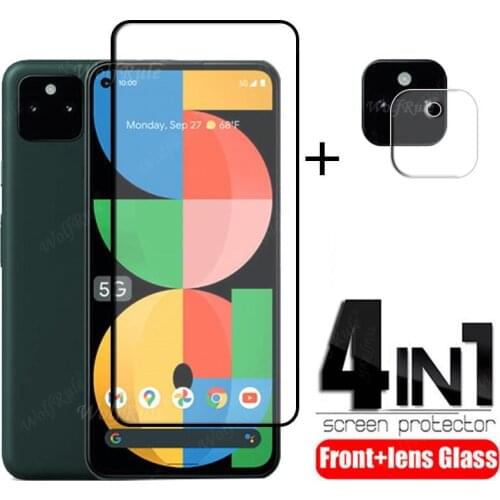 4-in-1 For Google Pixel 5a Glass For Google Pixel 5a Tempered Glass Full Glue HD Screen Protector For Google Pixel 5a Lens Glass
