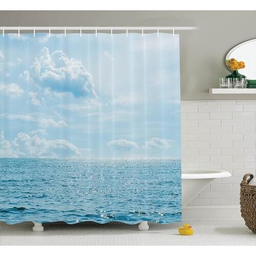 Apartment Shower Curtain Sea and Sky Combined Mixed Each Other Vivid Life Inspiration Hope Nobody Relax Bathroom Curtains