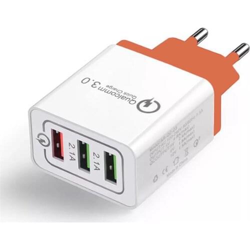 USB Charger 24w 5V 3A Quick charge QC3.0 3 Port Adapter for Xiaomi iPhone Huawei Samsung EU US Travel Wall Mobile Phone Charger