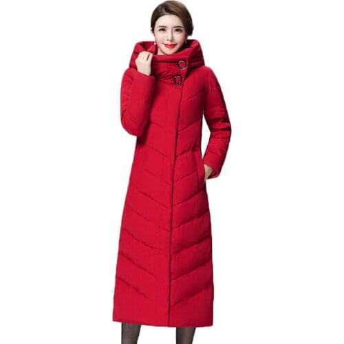 Winter Women Jacket 2018 New Fashion Long Down Jacket Slim Thick Warm White Duck Down Coats High Quality Cotton Clothing AA460