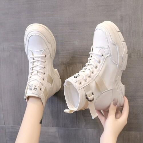 2021 New SHOE WOMAN Fall Womens Ankle Boot Military Boots Non-slip Color Matching Platform Shoes Martin Work Ankle Bootie