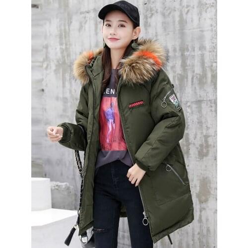 Womens Down Cotton Coat Female Jacket Korean Warm Parka Winter Coat Women Clothes 2020 Big Fur Collar Tops Parkas ZT4205