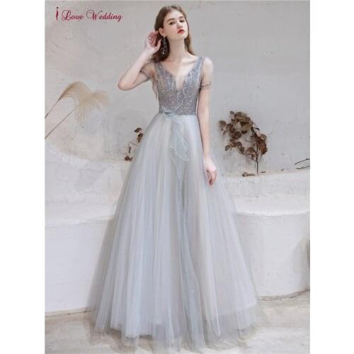 Sequin Beading Evening Dress for New Year 2021 Glitter Tulle Plunge V Neck Short Sleeves A Line Women Wedding Party Gown Robes