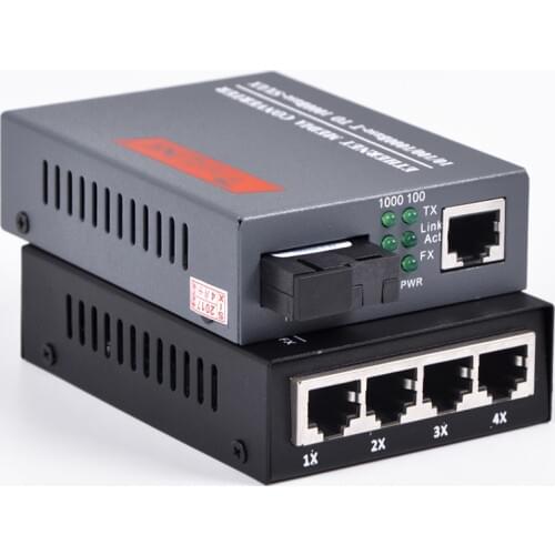 1Pair Gigabit Optical Fiber Media Converter 1000Mbps RJ45 to Fiber Converter