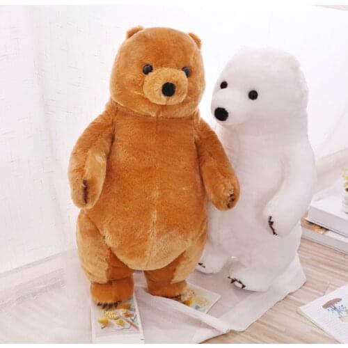 1pc 60CM Kawaii Standing Brown Bear Plush Toy Soft Stuffed Cartoon Bear Pillow Sleep Accompany Doll Birthday Gifts for Children