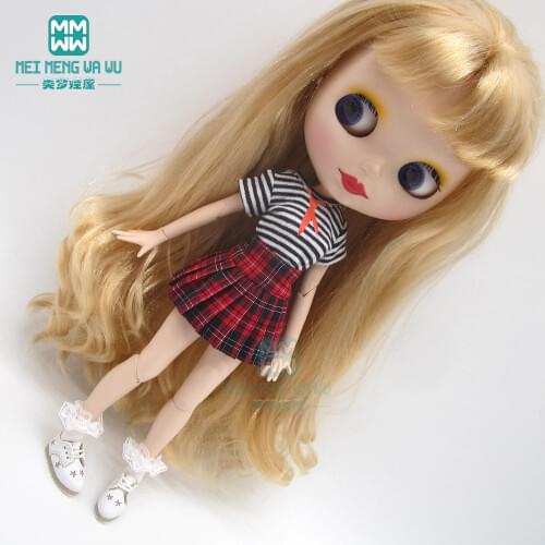 1pcs Blyth Doll Clothes T-shirt, pleated skirt, leather shoes, socks for Blyth Azone OB23 OB24 1/6 doll accessories