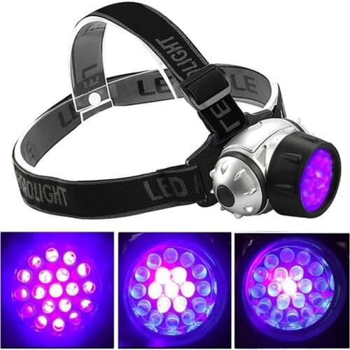 19 LED Multifunction Ultraviolet Head Lamp Banknote Detector UV Fishing Light Flashlight Lantern Torch High Brightness 4 Modes