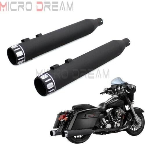 2pcs Black 4" Roaring Series Barrel Slip On Exhaust Mufflers For Harley Touring Models 1995-2017 Motorcycle Silencer Pipes