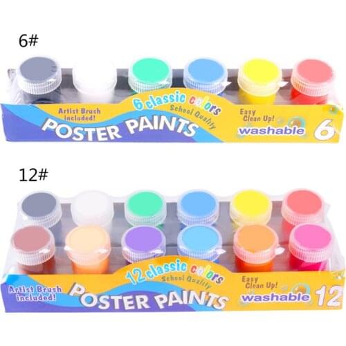 20ml 6 Bright Colors Washable Gouache Paint for Kids School Finger Paint