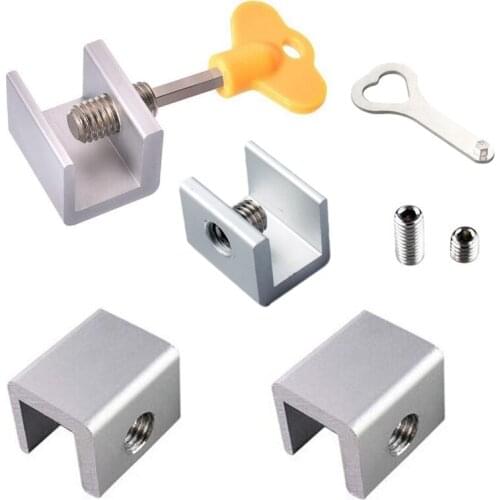 4Pcs/Set Sliding Window Locks Stop Aluminum Alloy Door Frame Security Lock with Keys