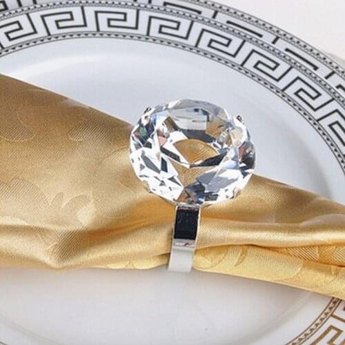 4pcs/lot Napkin Rings With Big K9 Crystal Colorful Diamond Romantic Table Decoration Paperweight Event Essencial Free Shipping