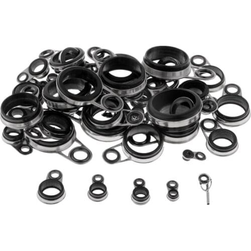 49Pcs Telescopic Fishing Rod Guides Stainless Steel Frame Top Ring Set Raft Rod Wear-resistant Ceramic Ring Fishing Accessories