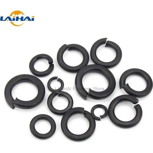 5/10/25/50pc M2 M2.5 M3 M3.5 M4 M5 M6 M8 M10 M12 - M24 DIN127 GB93 Black Grade 8.8 Steel Spring Washer Split Lock Elastic Gasket
