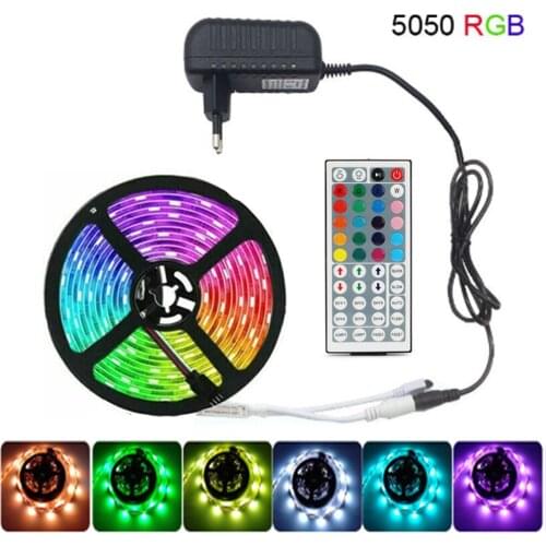 5M 10M 15M 5050 Led Strip DC12V RGB Flexible Tape Led Ribbon Led Strip Light With IR Remote For Home kitchen Christmas Party Dec