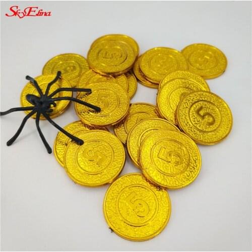 50/100pcs Gold Coins Pirate Treasure Game Halloween Play Money Pirate Party Props Kids Children Party Christmas Decoration 5Z