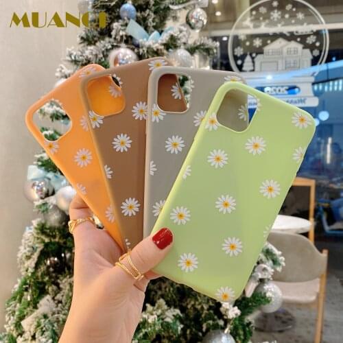 MUANQI Art Floral Daisy Phone Case For iPhone 12 11 X XR XS Max 6 7 8 7Plus Fashion Daisy Flower Case Soft TPU Back Cases Cover