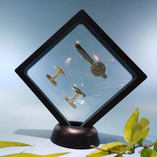 Simple PE Cases Displays Square 3D Albums Floating Frame Holder Black White Coin Box Jewelry Display Show Case For Gift Wedding