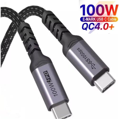 UTBVO USB C to Type C Cable For Macbook Pro 5A PD 100W USB 3.1 Gen 2 Fast USB-C Cable For Samsung S10 Note20 PD3.0 QC 4.0 Cord