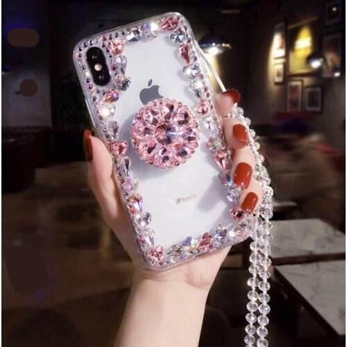Glitter Diamond Case For OPPO Realme 6 6S 5 7 8 Pro C3 C2 C1 XT X 3 5 6 Pro Reno 5A 6 K9 X7 A5 A9 A3S A92S Chain Stand Cover