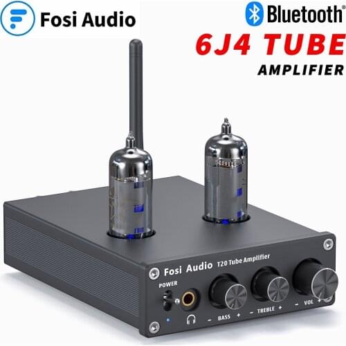 Fosi Audio Bluetooth Tube Amplifier Stereo Audio 50W TPA3116D2 Power Amp Portable Headphone Amplifier For Home Passive Speakers