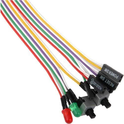 HOT-ATX PC Computer Motherboard Power Cord 2 Switch On With LED Light On/Off/Reset