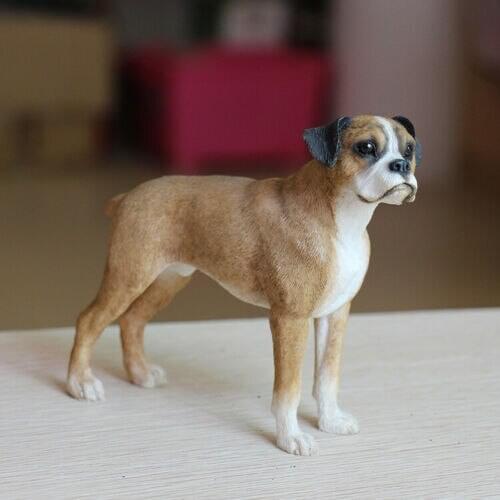 JJM Boxer Dog Pet Figure Canidae Animal Collector Car Decoration Toys PVC Model Educational for Children Adults Kids Gift