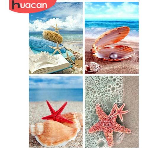 HUACAN DIY Diamond Painting 5d Seaside Landscape Full Square Drill Diamond Embroidery Shell Home Decor Handicraft