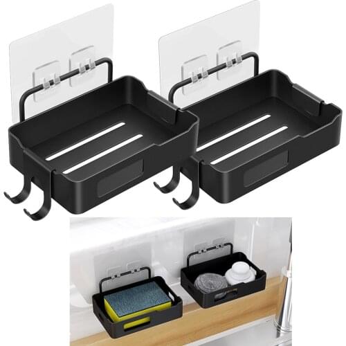 2Pcs Soap Box Wall-Mounted Non-Perforated Shower Soap Tray drain soap dish Suitable for Bathroom Kitchen Toilet