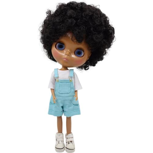 ICY DBS Blyth doll licca body dark skin afro curly hair 1/6 Licca Doll 30cm toy head is too loose