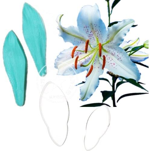 Lily flower Petal Silicone Veiner & Cutter Flower Petal Cutter Fondant Sugarcraft Stainless Steel Cutter Cake Decorating Moulds