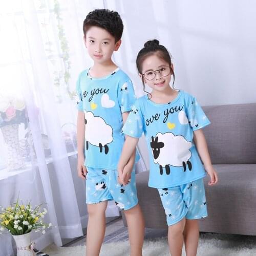 Summer Childrens Pajamas Sets milk cow Nightwear Girls Pijama Short Sleeved Boys Sleepwear Sleep Suit Kids Pyjamas