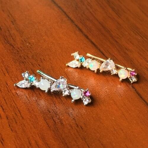 Hot Selling Womens Multicolor Zircon Inlaid Non-Perforated Ear Clip Alloy Handmade DIY Girl Party Fashion Jewelry Gift Earrings