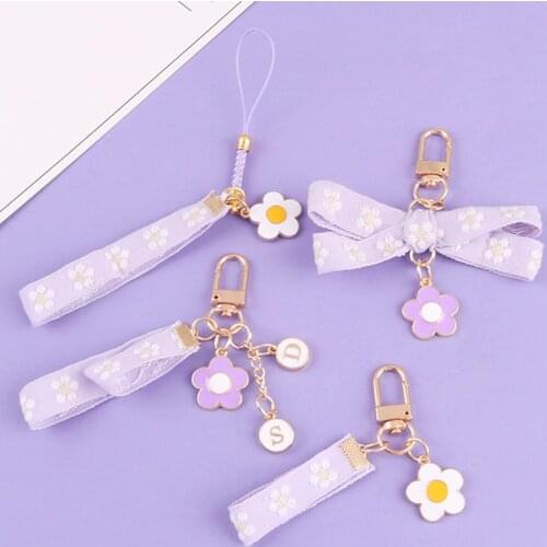 Cute Violet Webbing Lanyards Keychains Smart Phone Rope Charms Car Keys Bag Backpack Cloth Pendant Decoration Couples' Gifts New