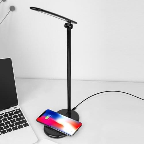 Multifunctional LED Desk Lamp with Wireless Charger Foldable Light 3-Level Brightness for Home Office