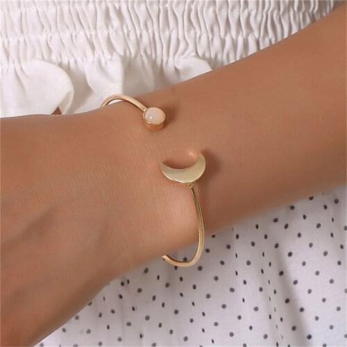 Moon Bracelets & Bangles Fashion Open Bangle Women Cuff Bracelet Pulseiras Pulseira Feminin Tiny Jewelry 2021