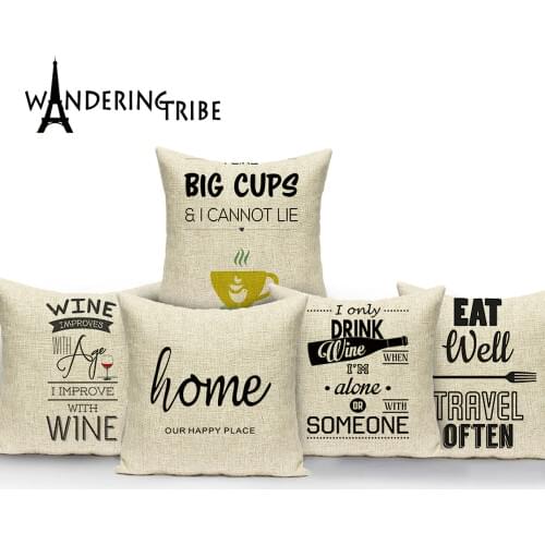 English Alphabet Cushion Cover Colorful Lifestyle Pillow Cover for Sofa Home Kids Room Car Letter Cup Home Decoration Pillowcase