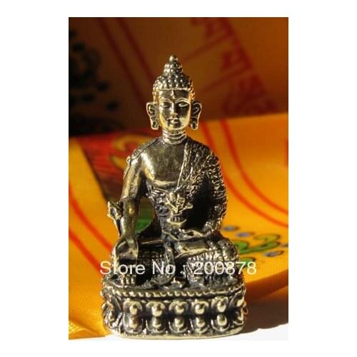 TBC815 Nepal Brass Mini Medician Buddha status 43X23mm Tibetan Portable pocket Amulet Buddha,mini status oranments