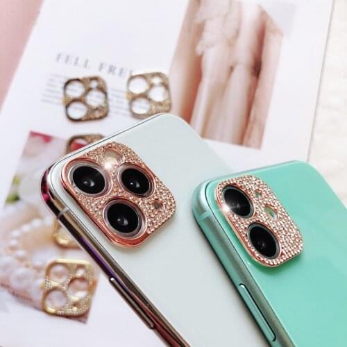 NEW Camera Lens Protector Glitter Rhinestone Shockproof Film For iPhone 11 12 Pro Max X XS Mini Shiny Diomand Camera Accessories