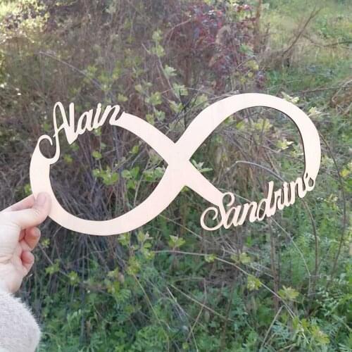 Personalized Infinity Symbol Wood Wedding Name Sign Custom Acrylic Mirror Gold Bride Groom Name Wedding Party Decor Favors
