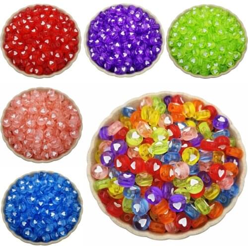 100PCS/LOT Transparent Acrylic Beads Clear DIY Heart 7mm Loose New Jewelry Making Necklace Bracelet High-quality Spacer Beads