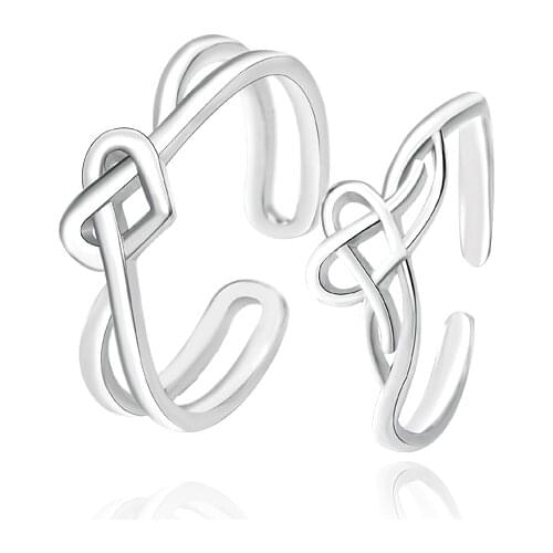 S925 Sterling Silver Ring Valentines Day Love Heart Hollow Cross Opening Adjustable Couple Ring Bracelet