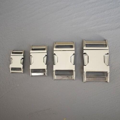 10 Pcs 15/20/25/30mm Silver Metal Buckle Side Release Curved Belt Buckle for Bag DIY Paracord Buckles Bracelet Trinket Bracelet