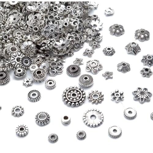 Silver Color Antique Tibetan Metal Bead End Caps Rondelles Loose Spacer Beads for Jewelry Making DIY Charms Bracelet Accessories