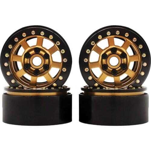 4PCS Metal Alloy Gold 1.9 Wheel Rim Wheel Hub for 1/10 RC Crawler Car Axial SCX10 90046 D90 TF2